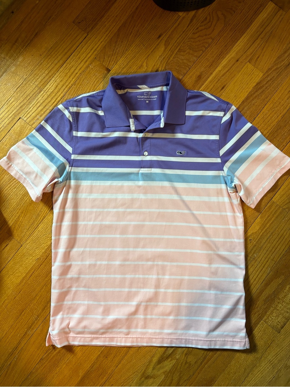 Vineyard Vines Striped Polo Shirt - Purple & Light Pink